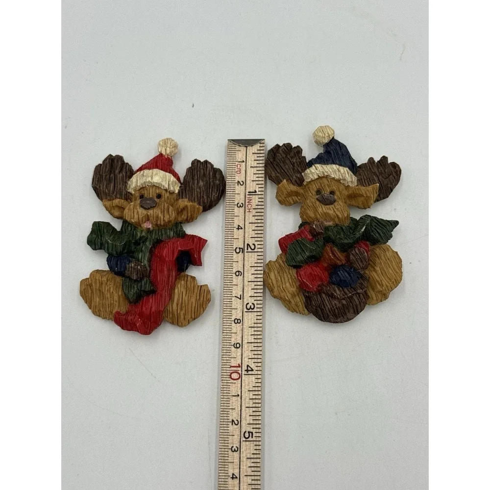Pair Of Christmas Dog Moose Magnets